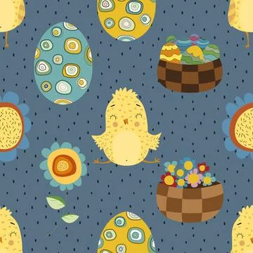 Seamless repeating pattern celebrating festive easter during spring Stock Illustration