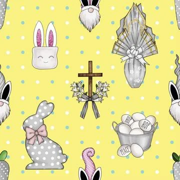Seamless repeating pattern celebrating festive easter during spring 스톡 일러스트