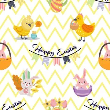 Seamless repeating pattern celebrating festive easter during spring Stock Illustration