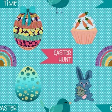 Seamless repeating pattern celebrating festive easter during spring Stock Illustration