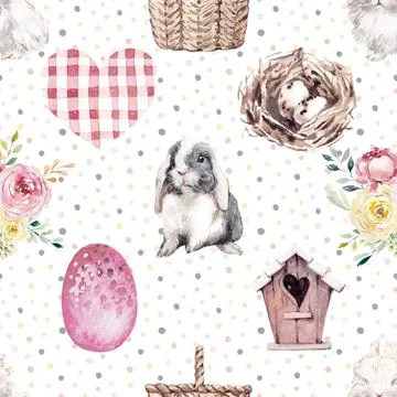 Seamless repeating pattern celebrating festive easter during spring 스톡 일러스트