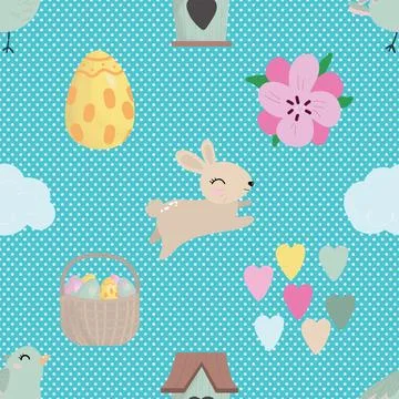 Seamless repeating pattern celebrating festive easter during spring 스톡 일러스트