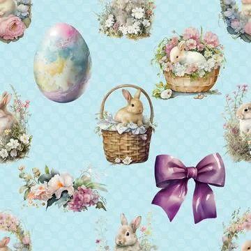 Seamless repeating pattern celebrating festive easter during spring 스톡 일러스트