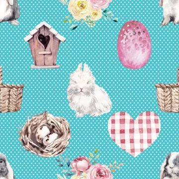 Seamless repeating pattern celebrating festive easter during spring 스톡 일러스트