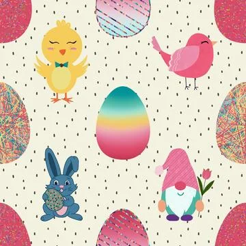 Seamless repeating pattern celebrating festive easter during spring Stock Illustration