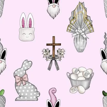 Seamless repeating pattern celebrating festive easter during spring 스톡 일러스트