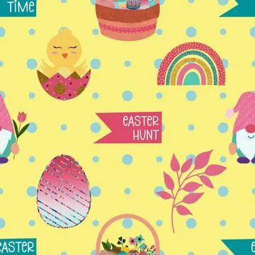 Seamless repeating pattern celebrating festive easter during spring Stock Illustration