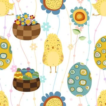 Seamless repeating pattern celebrating festive easter during spring 스톡 일러스트