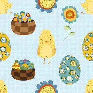 Seamless repeating pattern celebrating festive easter during spring Stock Illustration