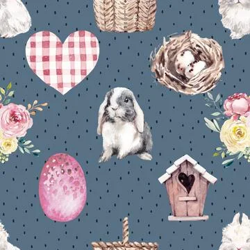 Seamless repeating pattern celebrating festive easter during spring 스톡 일러스트