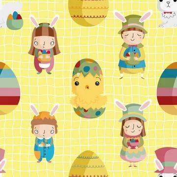Seamless repeating pattern celebrating festive easter during spring Stock Illustration