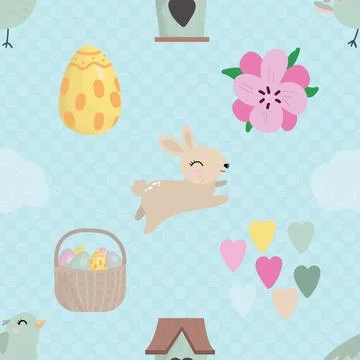 Seamless repeating pattern celebrating festive easter during spring 스톡 일러스트