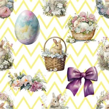 Seamless repeating pattern celebrating festive easter during spring 스톡 일러스트