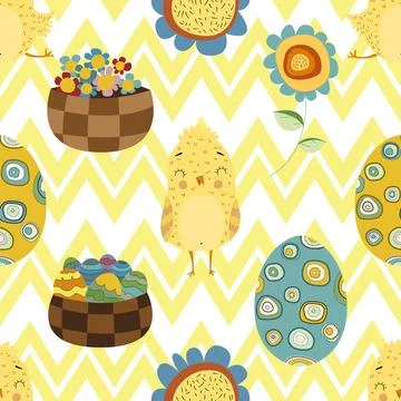 Seamless repeating pattern celebrating festive easter during spring 스톡 일러스트