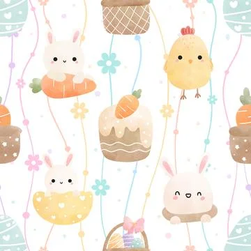 Seamless repeating pattern celebrating festive easter during spring Stock Illustration