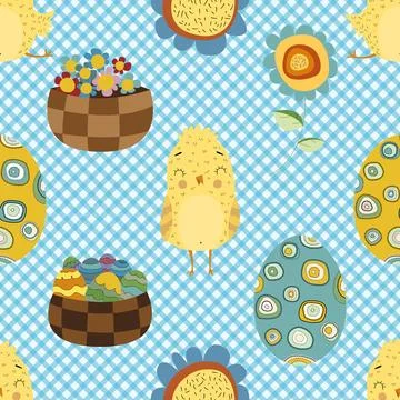 Seamless repeating pattern celebrating festive easter during spring Stock Illustration