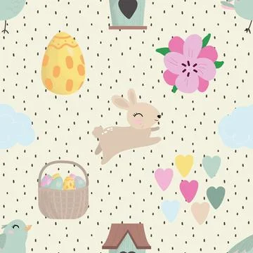 Seamless repeating pattern celebrating festive easter during spring 스톡 일러스트