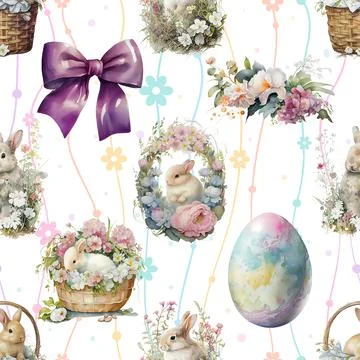 Seamless repeating pattern celebrating festive easter during spring イラスト素材