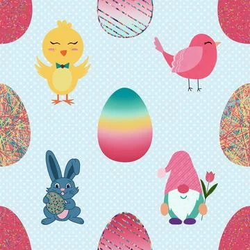 Seamless repeating pattern celebrating festive easter during spring Stock Illustration