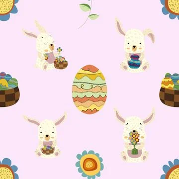 Seamless repeating pattern celebrating festive easter during spring 스톡 일러스트