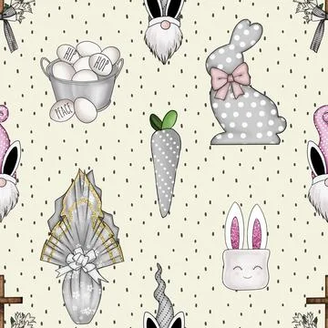 Seamless repeating pattern celebrating festive easter during spring 스톡 일러스트