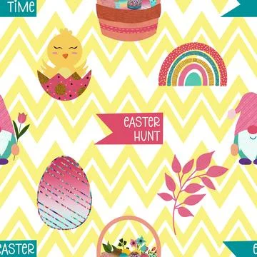 Seamless repeating pattern celebrating festive easter during spring Stock Illustration
