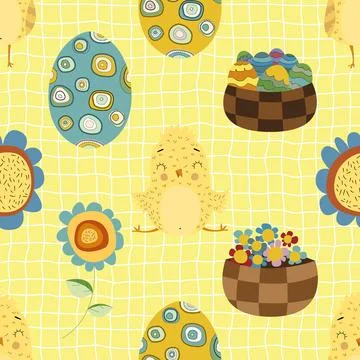 Seamless repeating pattern celebrating festive easter during spring Stock Illustration