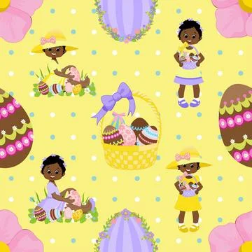 Seamless repeating pattern celebrating festive easter during spring 스톡 일러스트