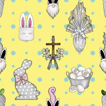 Seamless repeating pattern celebrating festive easter during spring 스톡 일러스트