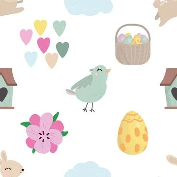 Seamless repeating pattern celebrating festive easter during spring Stock Illustration