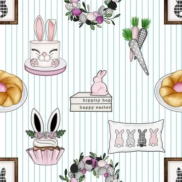 Seamless repeating pattern celebrating festive easter during spring Stock Illustration