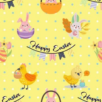 Seamless repeating pattern celebrating festive easter during spring Stock Illustration