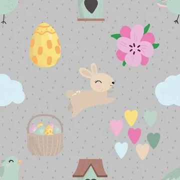 Seamless repeating pattern celebrating festive easter during spring イラスト素材