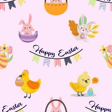 Seamless repeating pattern celebrating festive easter during spring Stock Illustration
