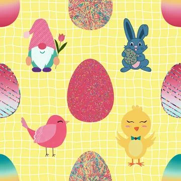 Seamless repeating pattern celebrating festive easter during spring Stock Illustration