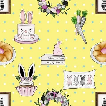 Seamless repeating pattern celebrating festive easter during spring 스톡 일러스트