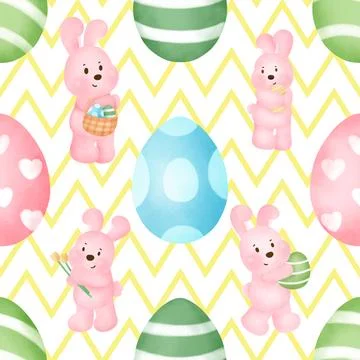 Seamless repeating pattern celebrating festive easter during spring 스톡 일러스트