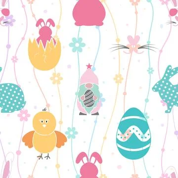 Seamless repeating pattern celebrating festive easter during spring 스톡 일러스트