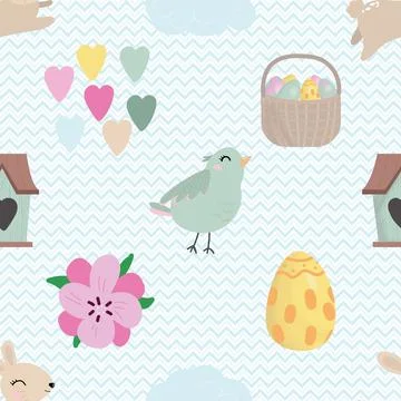 Seamless repeating pattern celebrating festive easter during spring 스톡 일러스트
