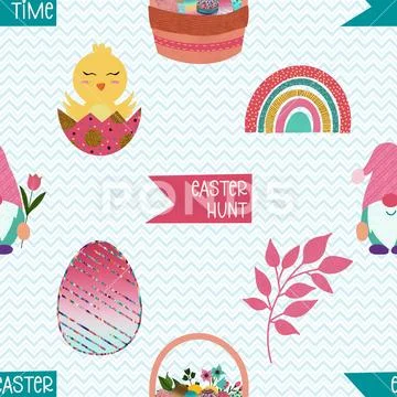 Seamless repeating pattern celebrating festive easter during spring イラスト素材