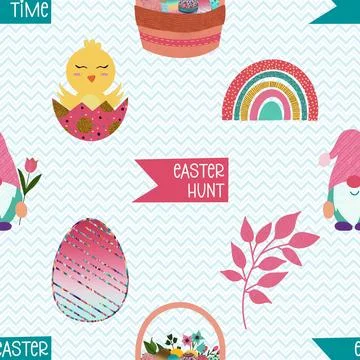 Seamless repeating pattern celebrating festive easter during spring Stock Illustration