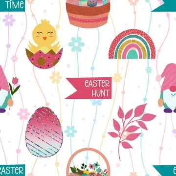 Seamless repeating pattern celebrating festive easter during spring 스톡 일러스트