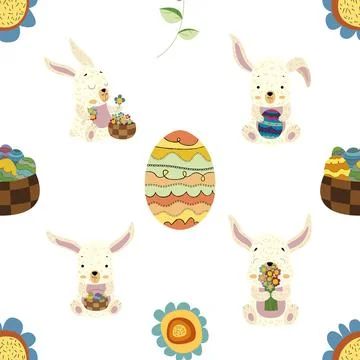 Seamless repeating pattern celebrating festive easter during spring Stock Illustration