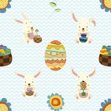 Seamless repeating pattern celebrating festive easter during spring Stock Illustration