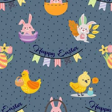 Seamless repeating pattern celebrating festive easter during spring 스톡 일러스트