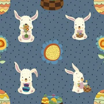 Seamless repeating pattern celebrating festive easter during spring 스톡 일러스트