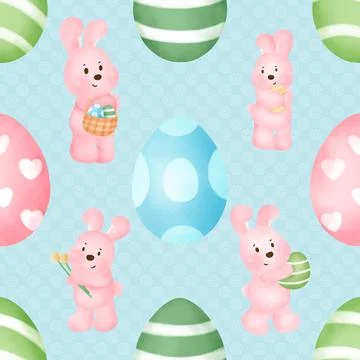 Seamless repeating pattern celebrating festive easter during spring 스톡 일러스트