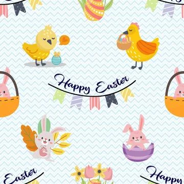 Seamless repeating pattern celebrating festive easter during spring Stock Illustration