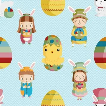 Seamless repeating pattern celebrating festive easter during spring Stock Illustration