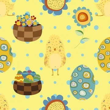 Seamless repeating pattern celebrating festive easter during spring Stock Illustration